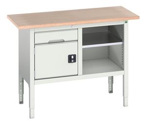 Verso Height Adjustable Work Storage and Packing Benches Verso Adjustable Height 1250x600 Static Storage Bench A